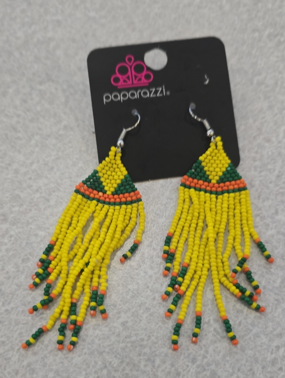 Paparazzi Yellow Green Orange Beaded Fringe Earrings